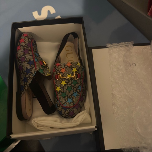 Gucci Princetown GG Logo Rainbow Star Loafers Flats - Picture 11 of 13